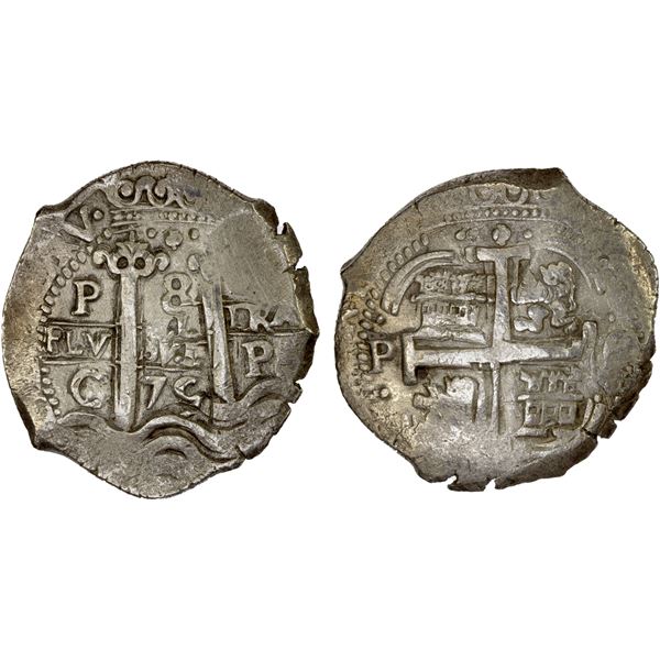 BOLIVIA: Carlos II, 1665-1700, AR 8 reales (26.22g), Potosí (16)79-P, XF