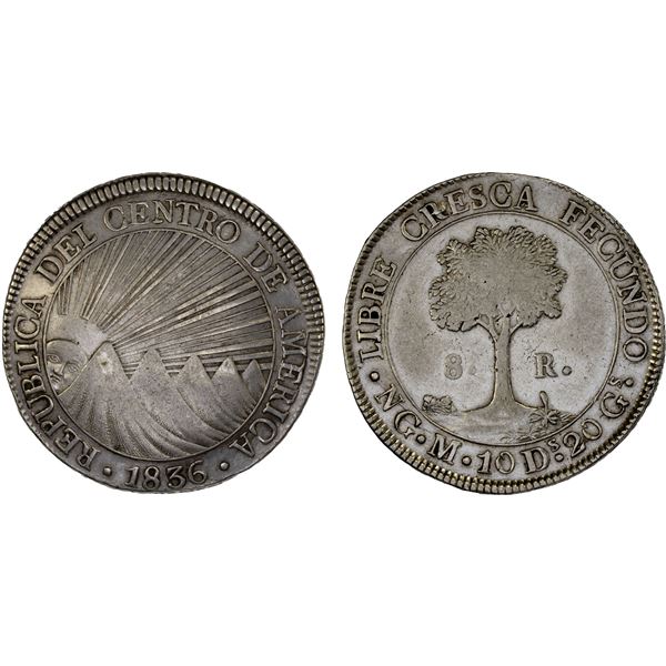 CENTRAL AMERICAN REPUBLIC: AR 8 reales, 1836-NG, VF-XF