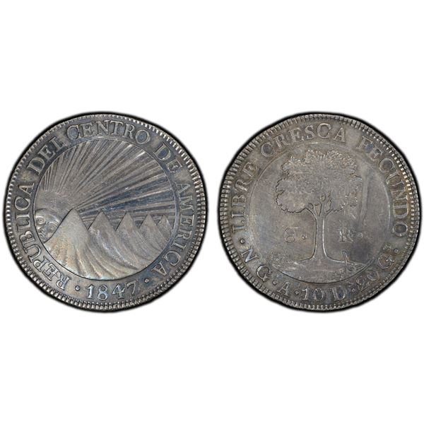 CENTRAL AMERICAN REPUBLIC: AR 8 reales, 1847/6-NG, PCGS AU50