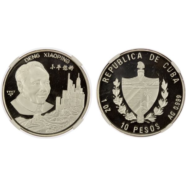 CUBA: Republic, AR 10 pesos, 1997, NGC PF69 Ultra Cameo