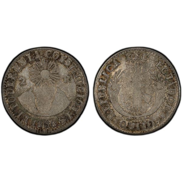 ECUADOR: Republic, AR 2 reales, Quito, 1838, PCGS F15