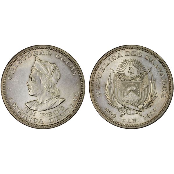 EL SALVADOR: Republic, AR peso, 1914, Unc