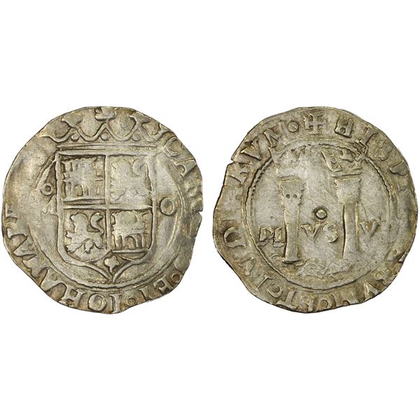 MEXICO: Carlos & Johanna, 1516-1556, AR real (3.39g), Mexico City, ND, VF