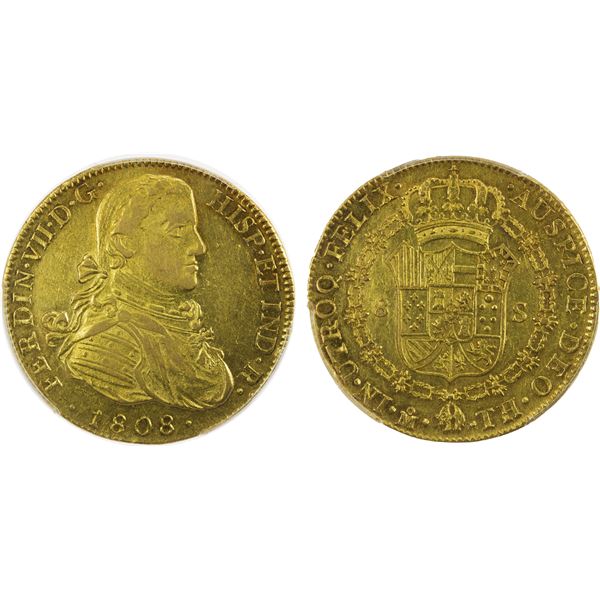 MEXICO: Fernando VII, 1808-1821, AV 8 escudos, 1808-Mo, PCGS AU53
