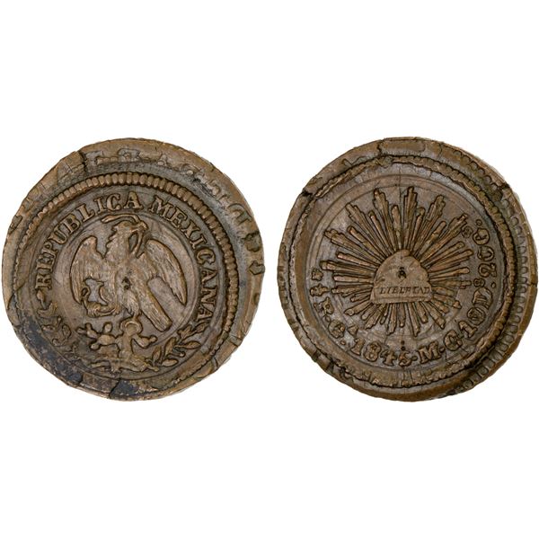 MEXICO: Republic, AE 1/2 real, 1845-Ga, XF