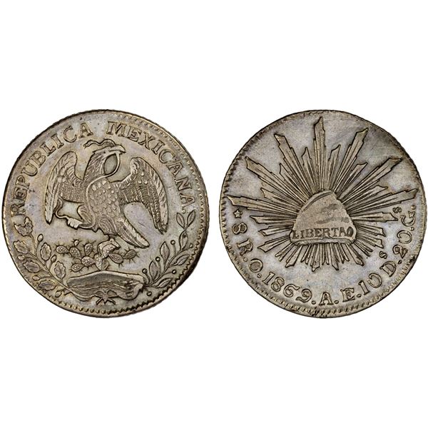 MEXICO: Republic, AR 8 reales, Oaxaca, 1869-O, XF