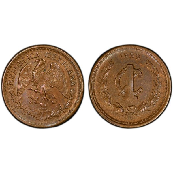 MEXICO: Republic, AE centavo, 1899-M, PCGS AU details