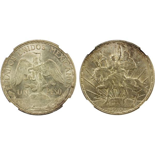 MEXICO: Estados Unidos, AR peso, 1910, NGC MS61