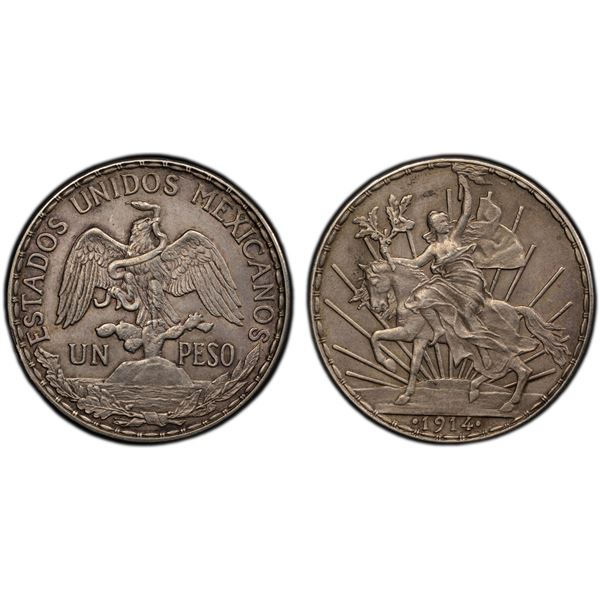 MEXICO: Estados Unidos, AR peso, 1914, PCGS AU details