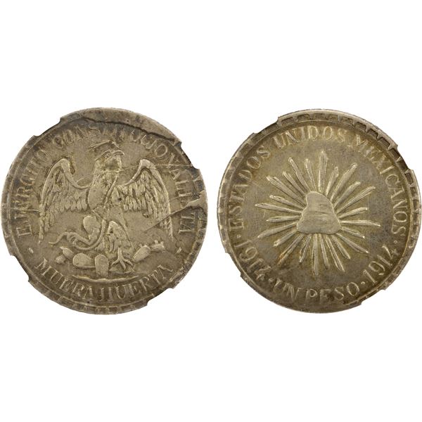 MEXICO: Revolutionary Issue, AR peso, Durango, 1914, NGC EF45