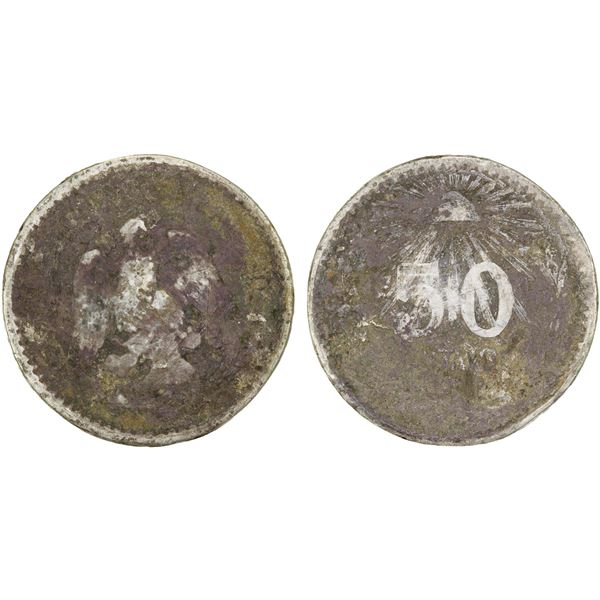 MEXICO: Revolutionary Issue, AR 50 centavos (10.44g), Sinaloa State, ND (1914-16), Fine