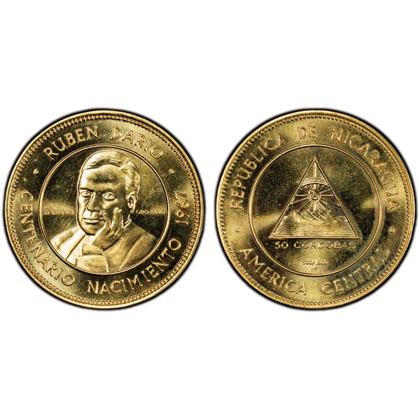 NICARAGUA: Republic, AV 50 cordobas, 1967, PCGS MS66 PL
