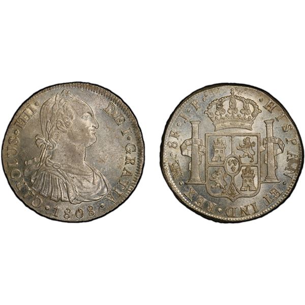 PERU: Carlos IV, 1788-1808, AR 8 reales, 1808-LIMAE, PCGS MS63