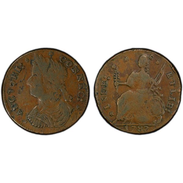 UNITED STATES: AE 1/2 penny, 1787, PCGS VF30