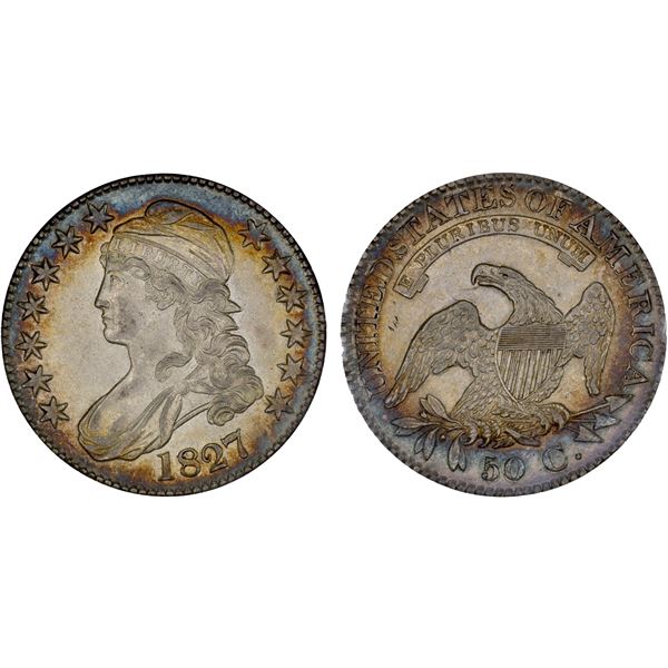 UNITED STATES: AR 50 cents, 1827, ANACS Net AU50