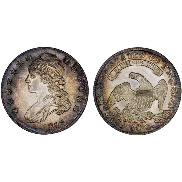 UNITED STATES: AR 50 cents, 1835, ANACS Net AU50