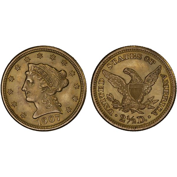UNITED STATES: AV 2½ dollars (4.17g), 1907, AU