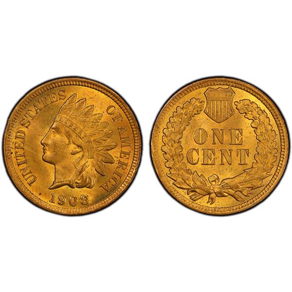 UNITED STATES: AE cent, 1908, PCGS MS65 RB