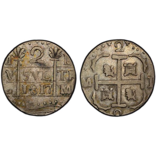 VENEZUELA: Caracas, AR 2 reales (4.97g), 1817, PCGS EF40