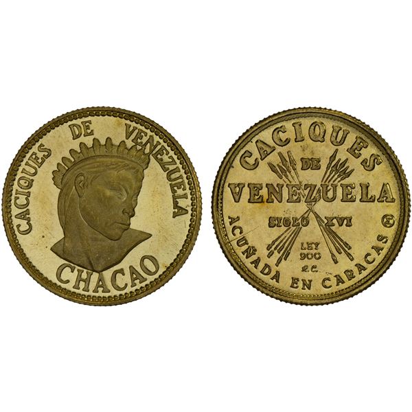 VENEZUELA: Republic, AV 10 bolivares (2.99g), ND (1962?), Choice UNC