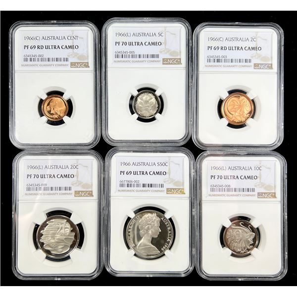AUSTRALIA: Elizabeth II, 1952-2022, 6-piece proof set, 1966