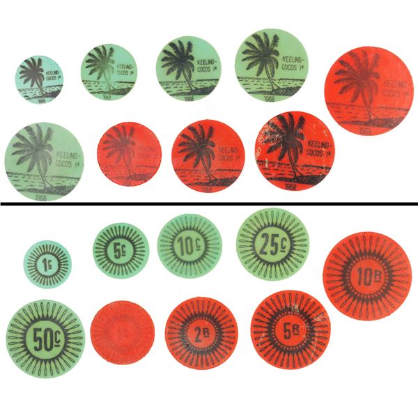 KEELING-COCOS ISLANDS: Australian Territory, 9-coin set, 1968