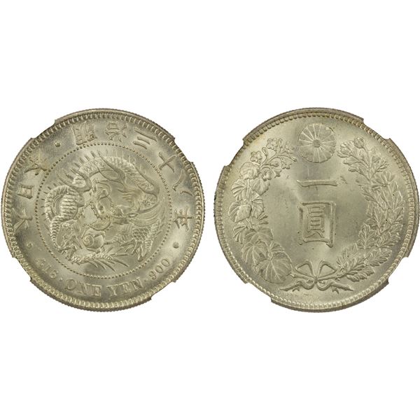 JAPAN: Meiji, 1868-1912, AR yen, year 38 (1905), NGC MS64