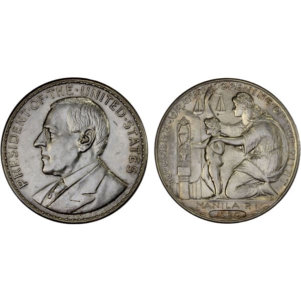 PHILIPPINES: U. S. Territory, AR medal (28.31g), Manila, 1920, AU