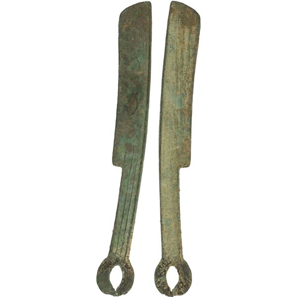 WARRING STATES: State of Zhao, 300-250 BC, AE knife money (11.4g), Bai Ren, F-VF