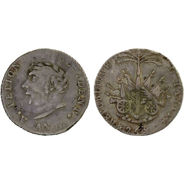 CHINA: CHOPMARKED COINS: Haiti: Republic, AR 25 centimes, AN 14 (1817), F-VF