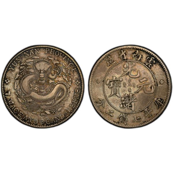 YUNNAN: Kuang Hsu, 1875-1908, AR dollar, Kunming, ND (1908), PCGS XF details