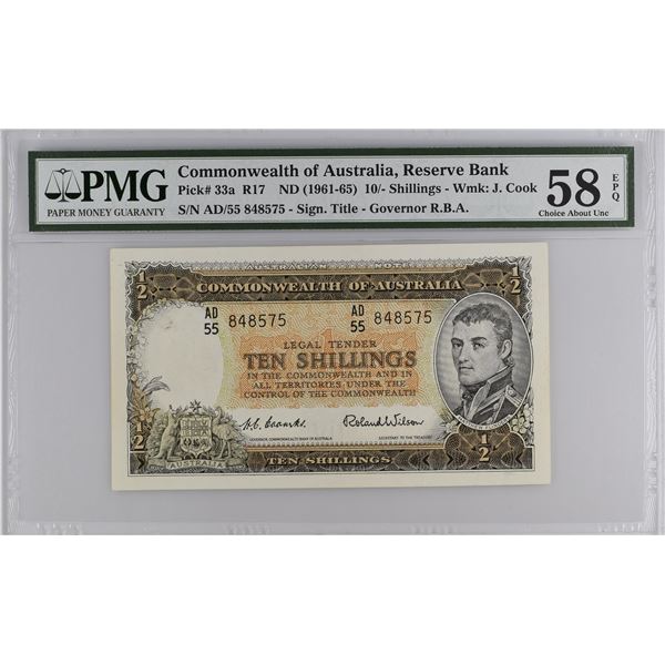 AUSTRALIA: 10 shillings, ND (1961-65), PMG graded AU58 EPQ
