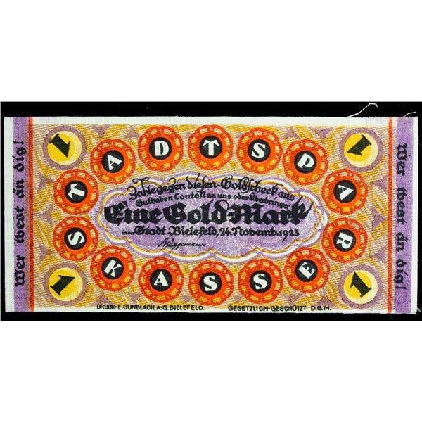 GERMANY: Weimar Republic, 1 gold mark (10/42 dollar), 24.11.1923, Choice UNC
