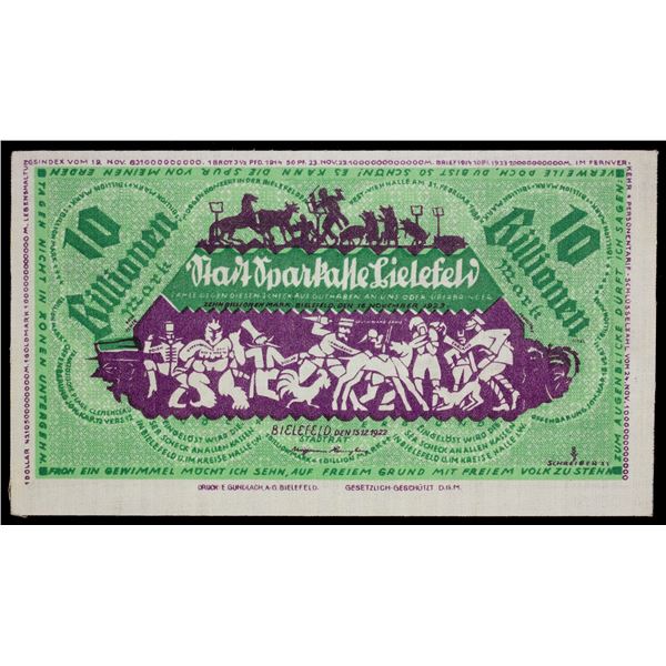 GERMANY: Weimar Republic, 10 billion mark, 15.12.1922, Choice UNC