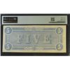 Image 2 : UNITED STATES CIVIL WAR: CONFEDERACY: 5 dollars, 17.2.1864, PMG graded AU53