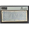 Image 2 : UNITED STATES CIVIL WAR: CONFEDERACY: 5 dollars, 17.2.1864, PMG graded AU53