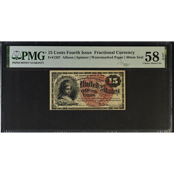 UNITED STATES: 15 cents, 3.3.1863, PMG graded AU58 EPQ