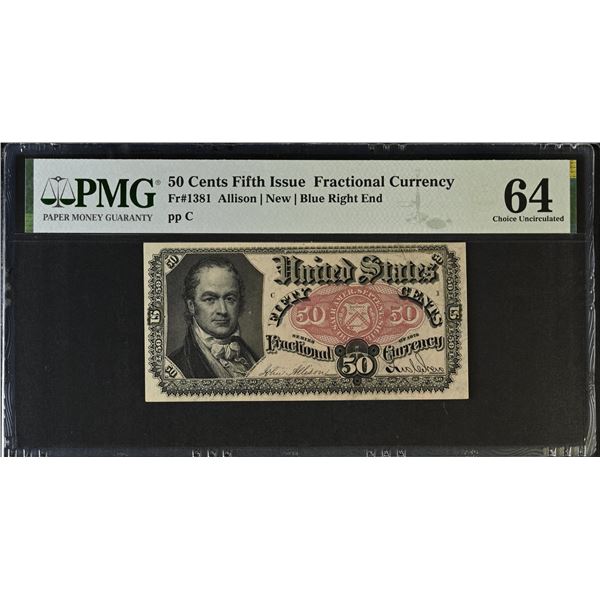 UNITED STATES: 50 cents, 30.6.1864, PMG graded MS64