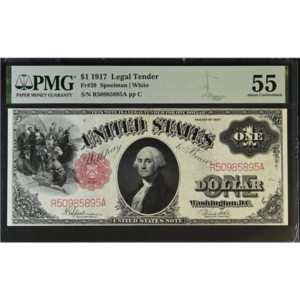 UNITED STATES: 1 dollar, 1917, PMG graded AU55