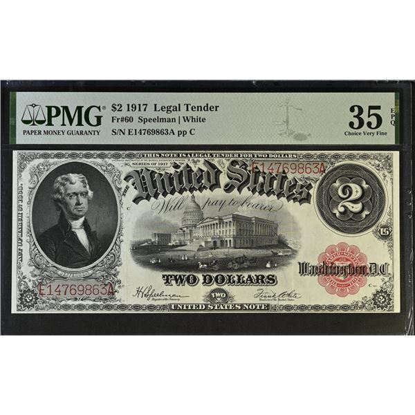 UNITED STATES: 2 dollars, 1917, PMG graded VF35 EPQ