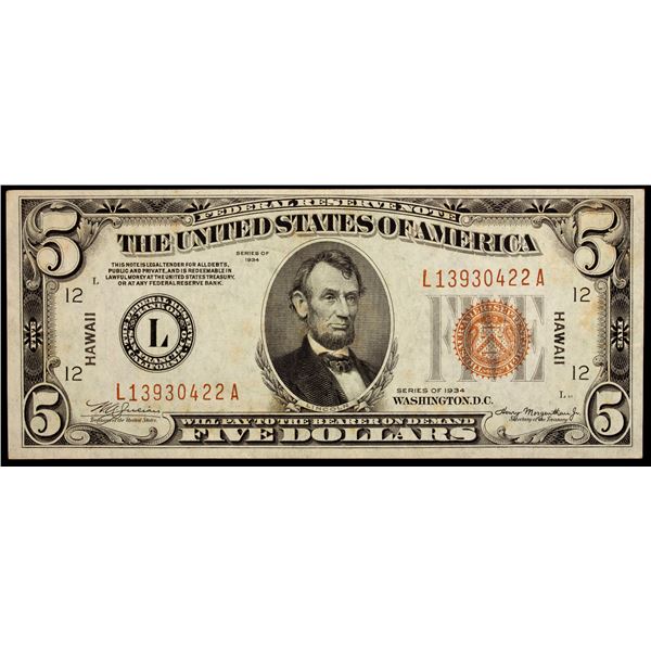 UNITED STATES: 5 dollars, 1934, XF