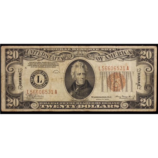 UNITED STATES: 20 dollars, 1934, Fine