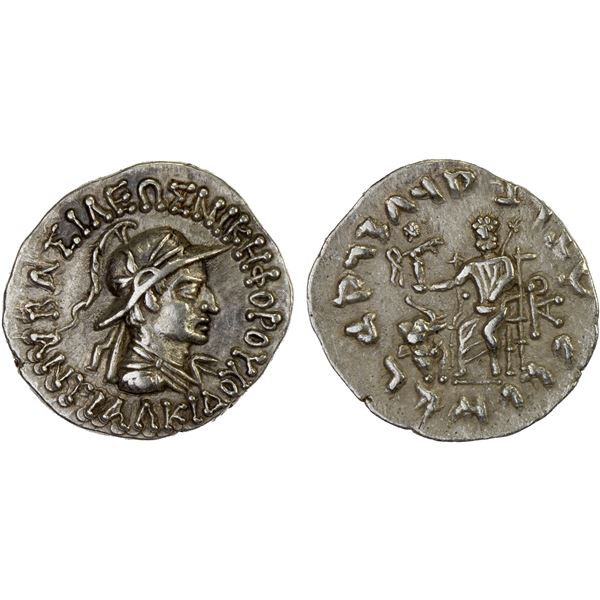 BACTRIA: Antialkidas, ca. 115-95 BC, AR drachm (2.46g), nearly XF