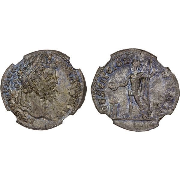 ROMAN EMPIRE: Septimius Severus, 193-211 AD, AR denarius (3.13g), Rome, 200-201 AD, NGC AU