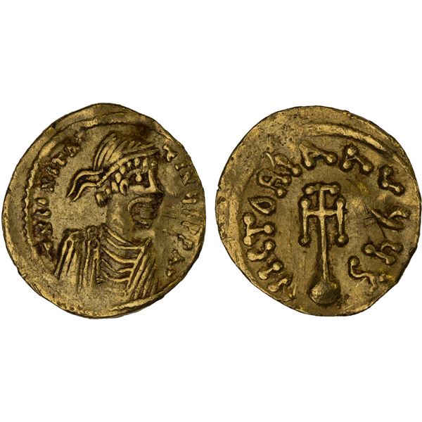 BYZANTINE EMPIRE: Constans II, 641-668, AV semissis (2.15g), Constantinople, VF