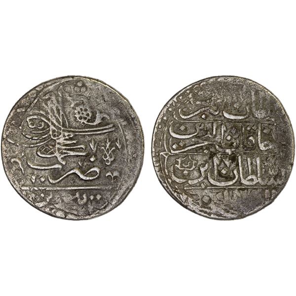 IRAN: Ahmad III, 1723-1730, AR abbasi (5.24g), Tabriz, AH(1115), VF