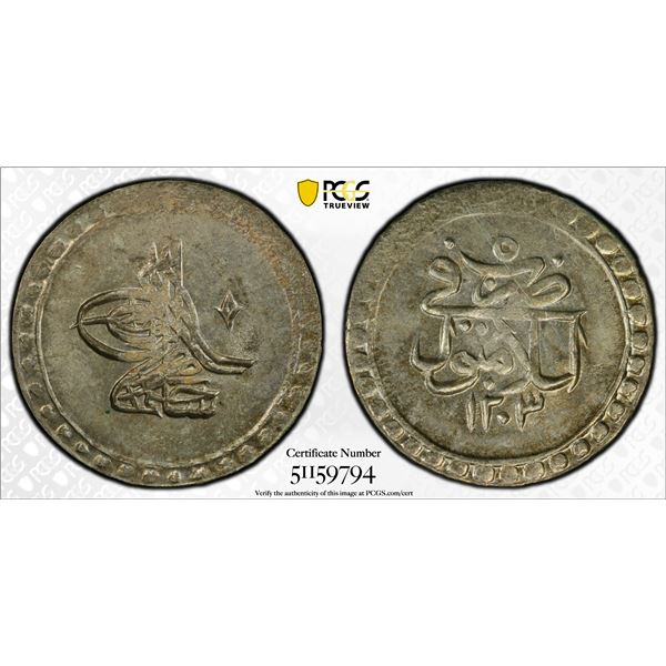 TURKEY: Selim III, 1789-1807, AR 10 para, Islambul, AH1203 year 5 (1793), PCGS MS65