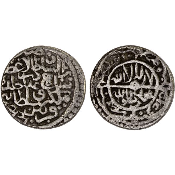 TIMURID: Shahrukh, 1405-1447, AR tanka (5.06g), Qazbin (for Qazwin), AH844 (retrograde), VF