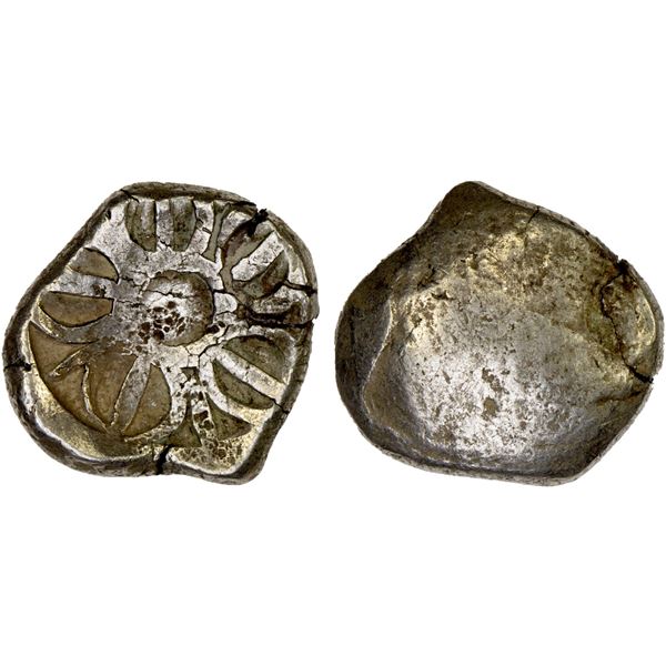 ANCIENT INDIA: GANDHARA: Punchmarked, ca. 450-300 BC, AR round 1/4 shatamana (2.71g), VF