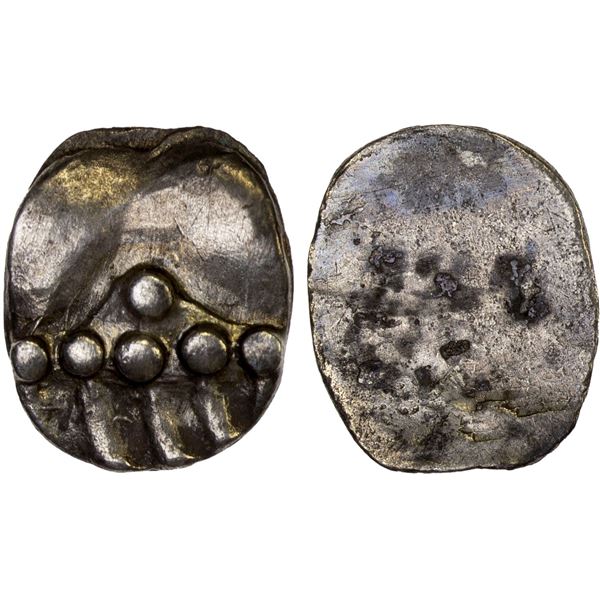 ANCIENT INDIA: GANDHARA: Anonymous, ca. 650-800, AR double unit (2.88g), XF